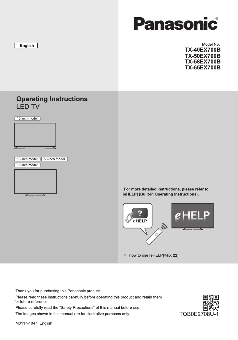 Imagen de la primera página del manual del dispositivo TX-40EX700B