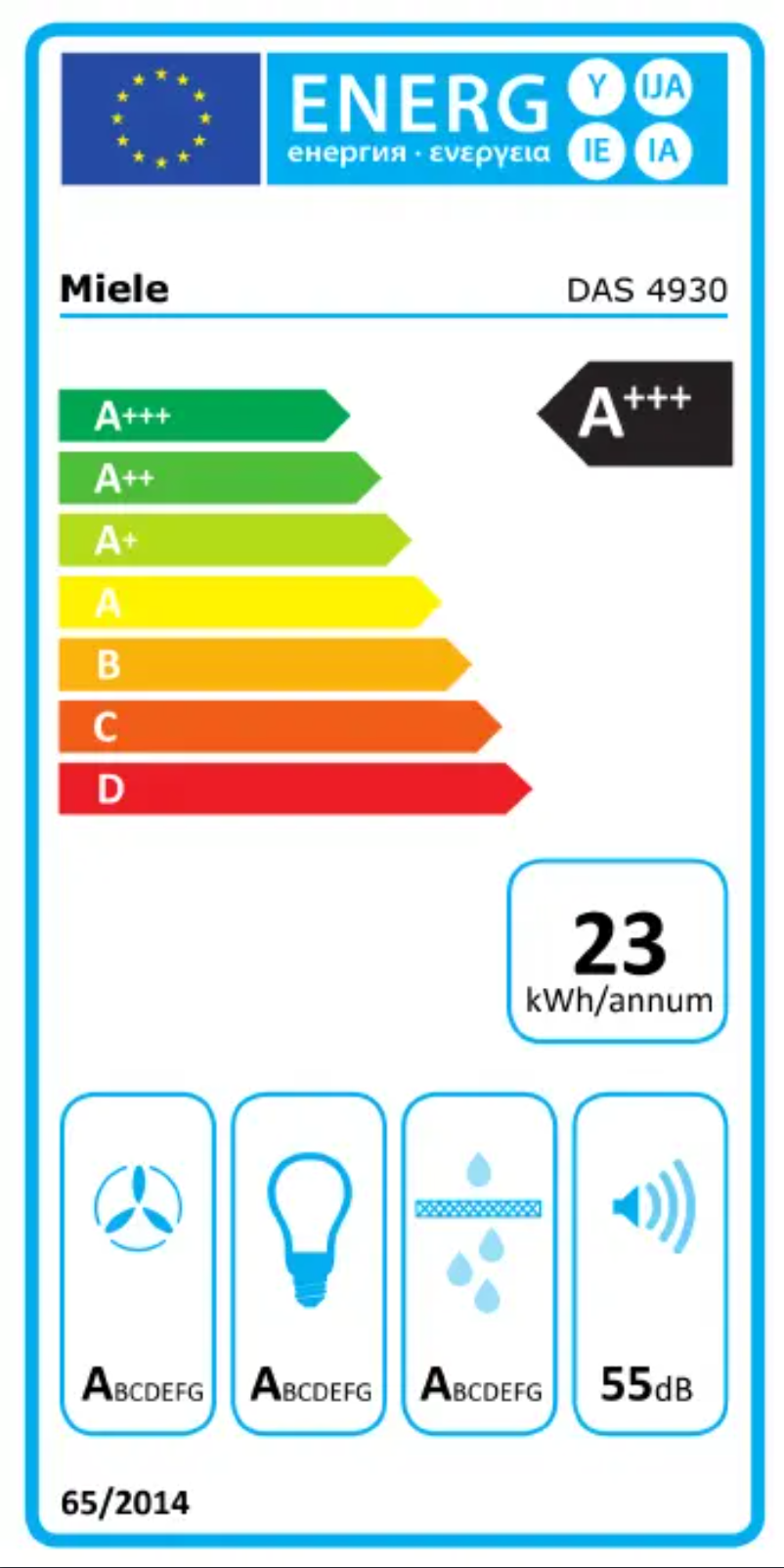 Page n°1 - Label énergétique Miele DAS 4930