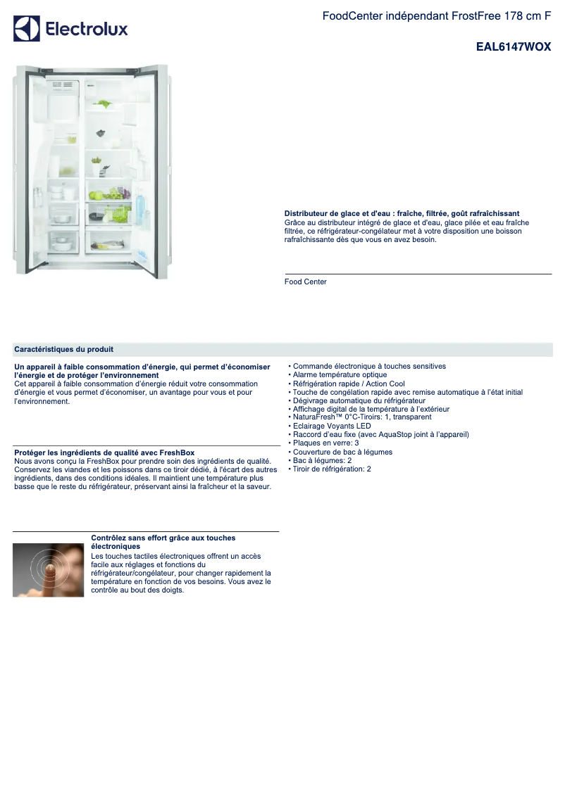 Image de la première page du manuel de l'appareil EAL6147WOX