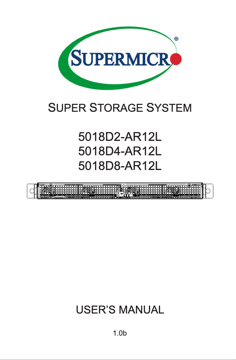 Page 1 de la notice Manuel utilisateur Supermicro SuperServer 5018D8-AR12L