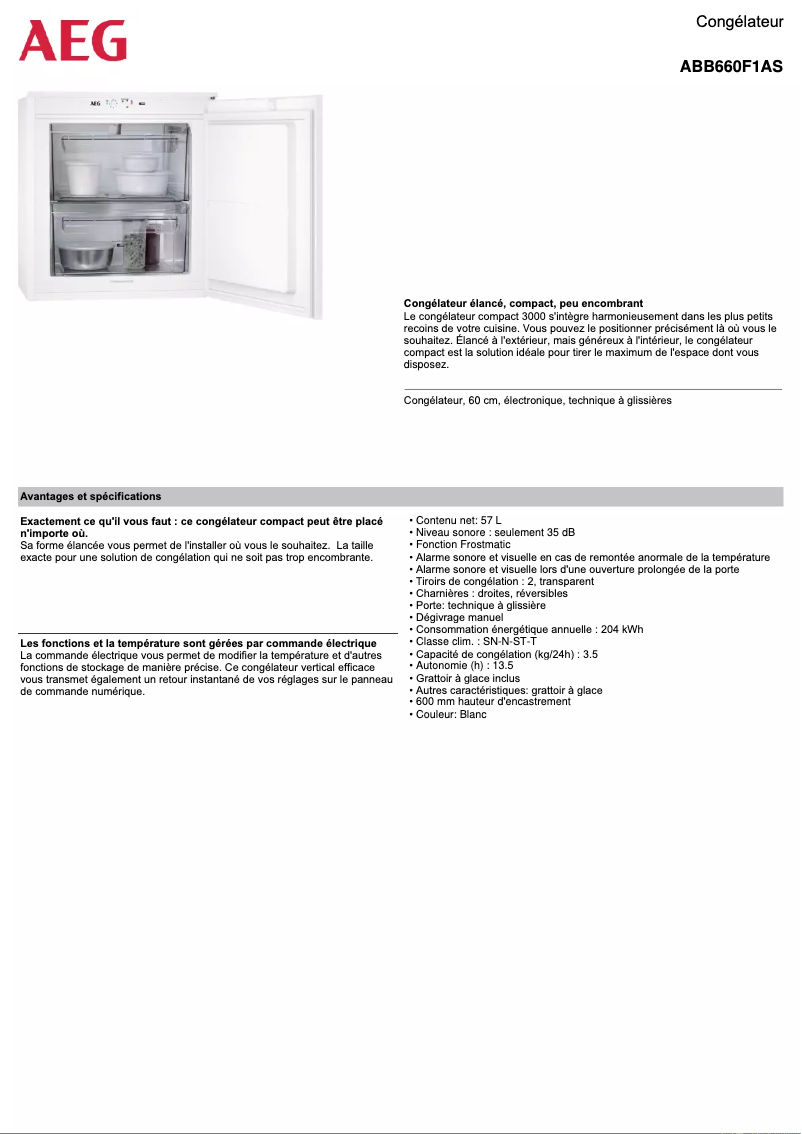 Page n°1 - Fiche technique AEG ABB660F1AS