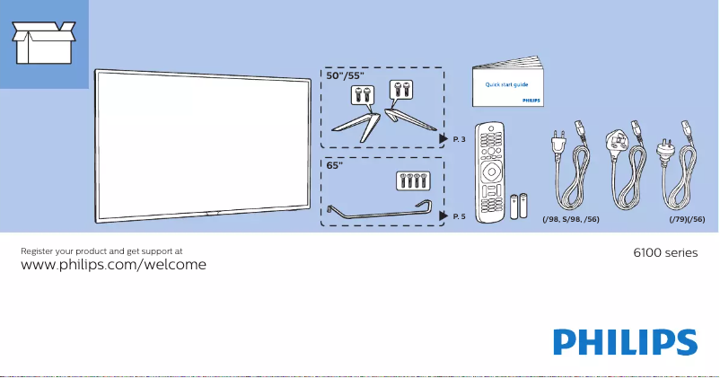 Page 1 of the manual Quick Start Guide Philips 50PUT6102S