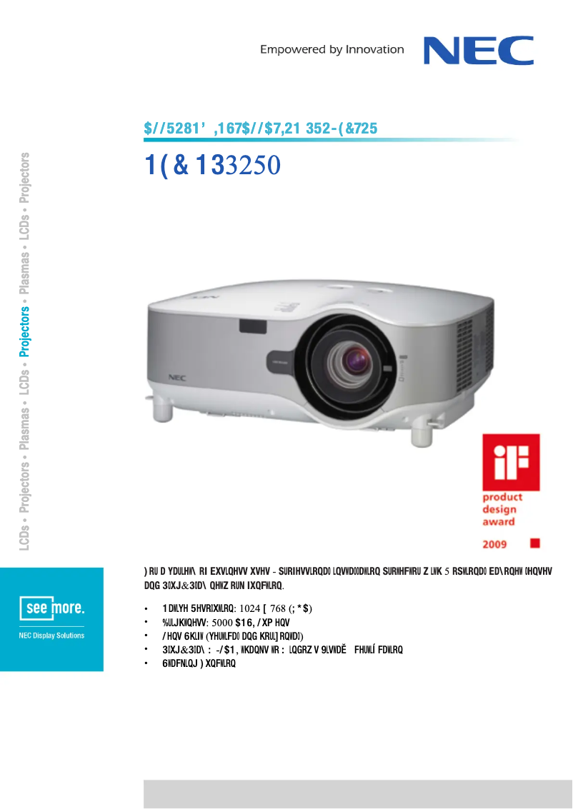 Page 1 de la notice Fiche technique NEC NP3250