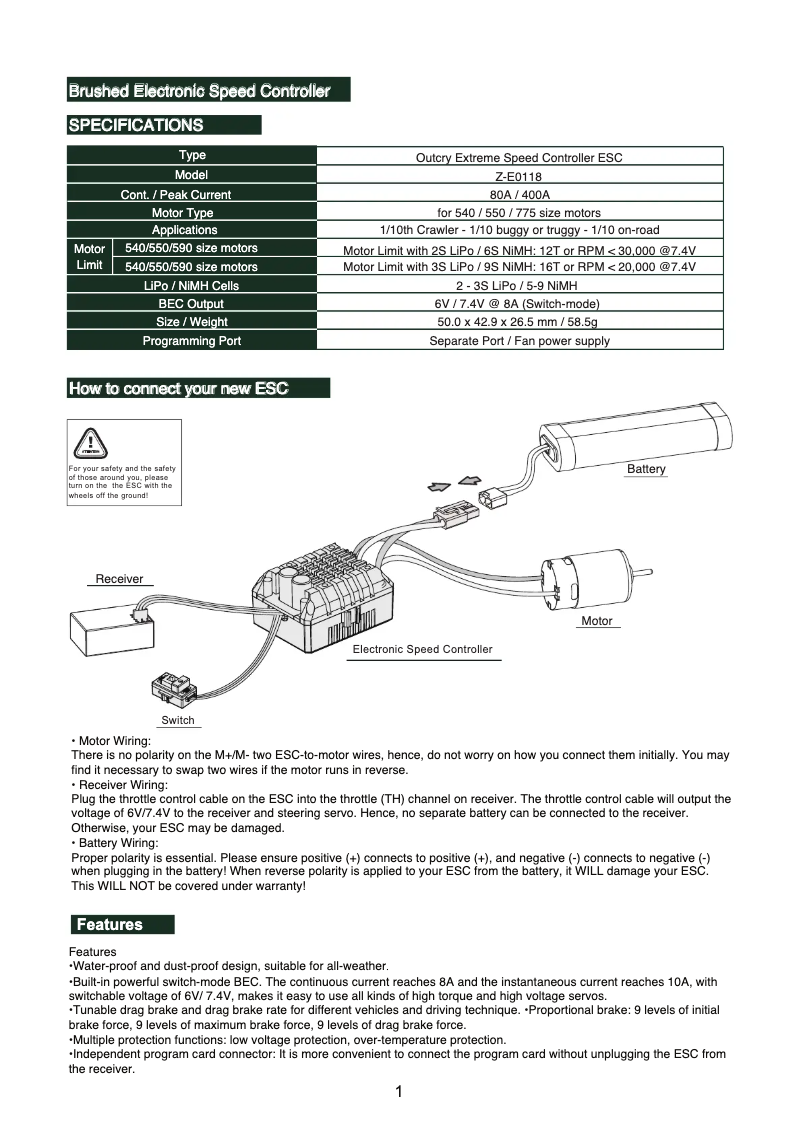 Page n°1 - Manuel utilisateur RC4WD Z-E0118