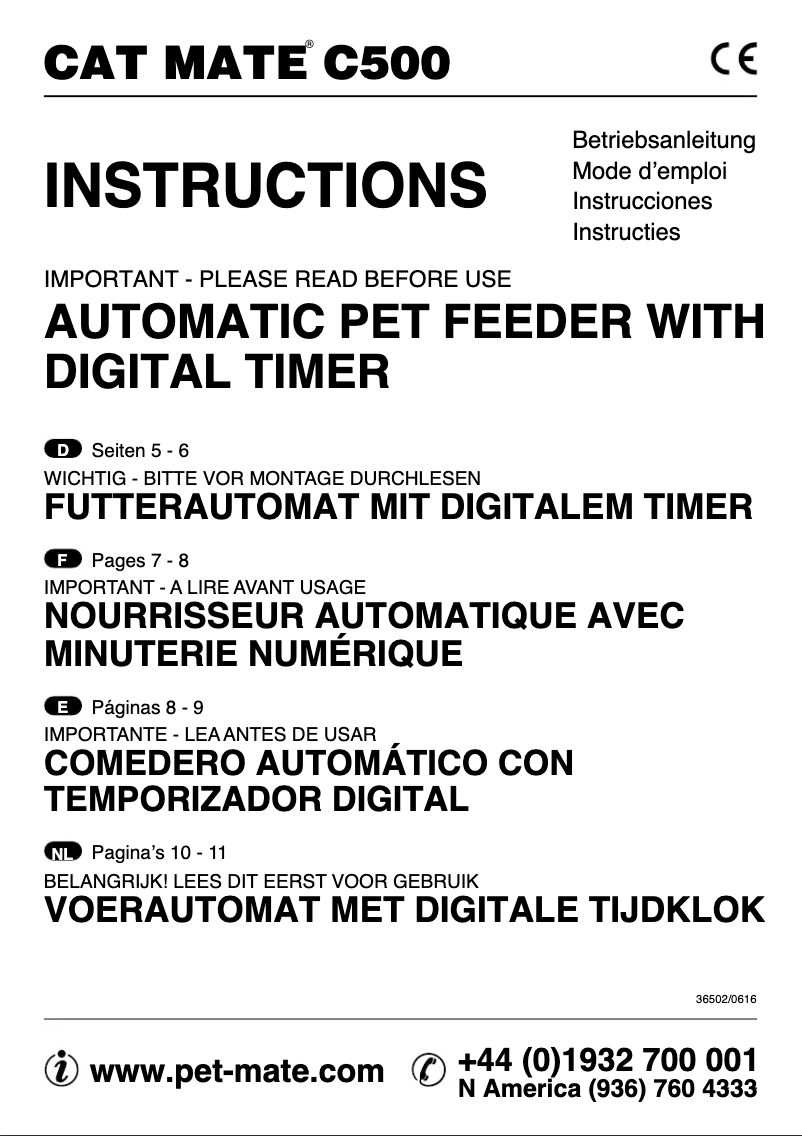 Page 1 de la notice Manuel utilisateur Cat Mate C500
