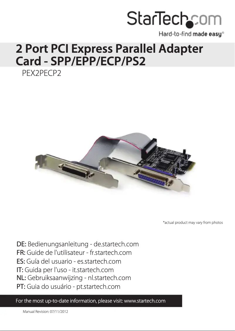 Image de la première page du manuel de l'appareil PEX2PECP2