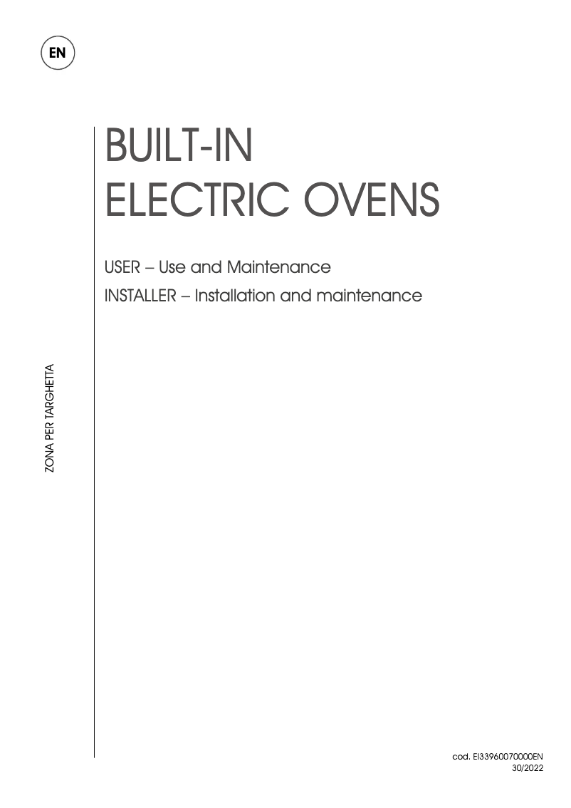 Page n°1 - Manuel utilisateur Ilve OV60SNT3