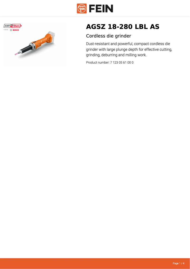 Image de la première page du manuel de l'appareil AGSZ 18-280 LBL AS