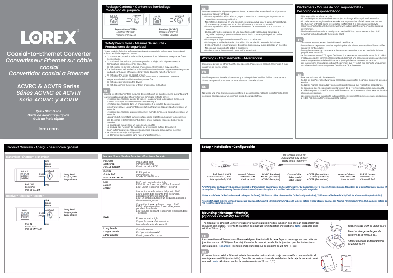 Page n°1 - Guide de démarrage rapide Lorex ACVRC