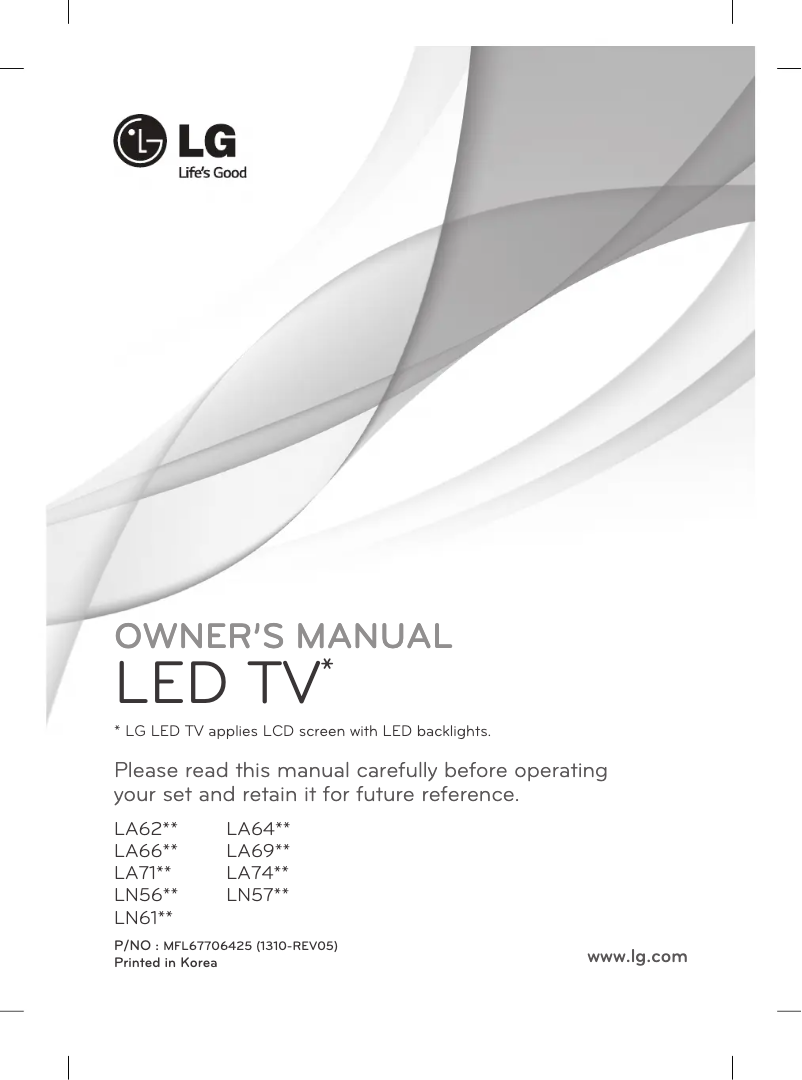 Page n°1 - Manuel utilisateur LG 60LA740Y