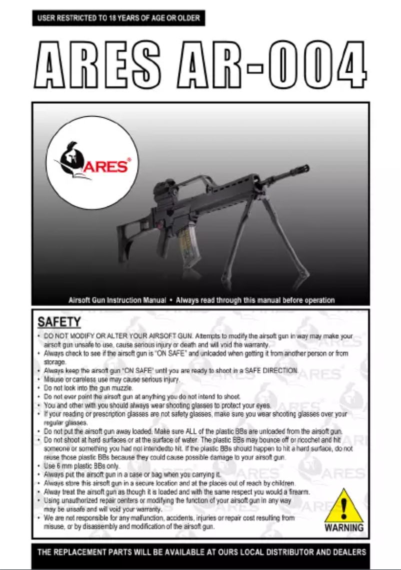 Page 1 de la notice Manuel utilisateur Ares AR-004