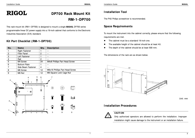 Page 1 de la notice Manuel utilisateur Rigol RM-1-DP700