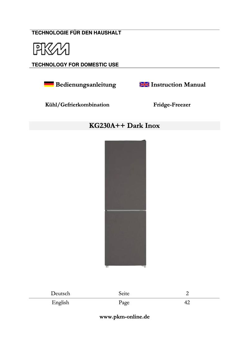 Image de la première page du manuel de l'appareil KG230A++ Dark Inox