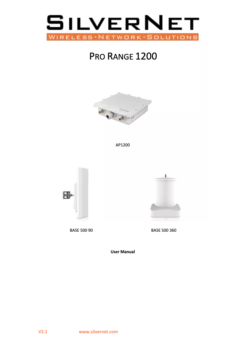 Page n°1 - Manuel utilisateur SilverNet AP1200