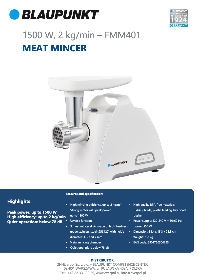 Image de la première page du manuel de l'appareil FMM401