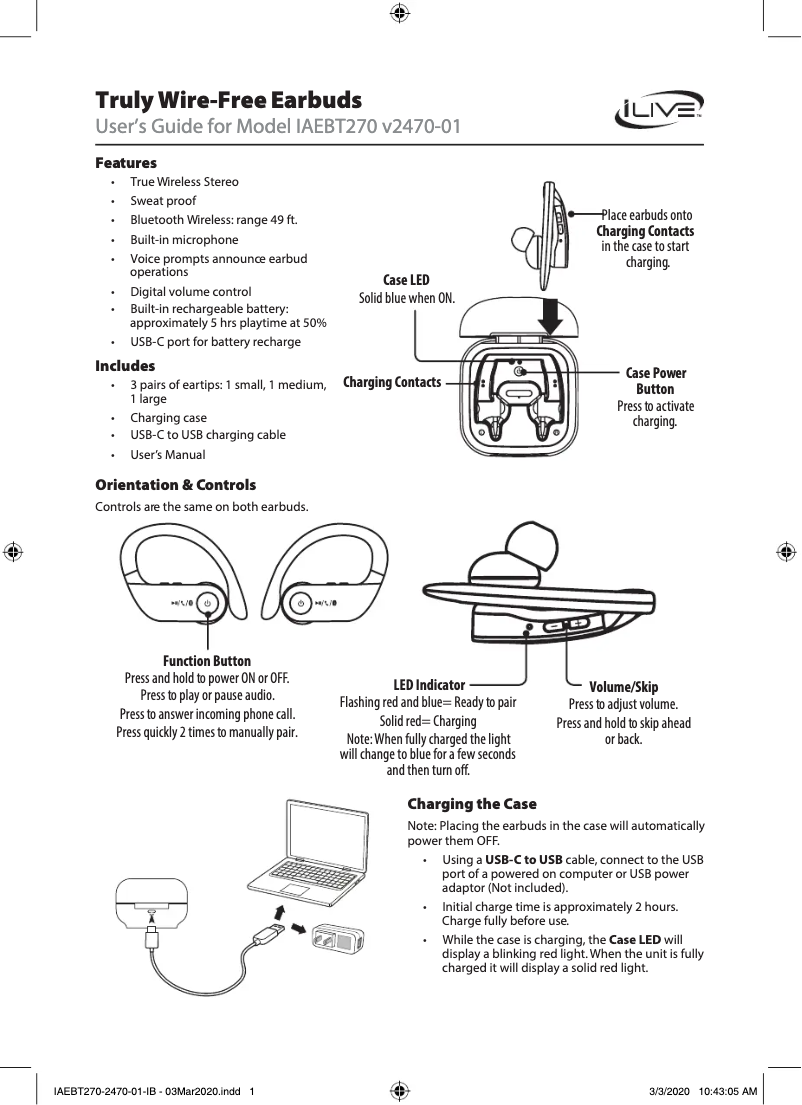 Page n°1 - Manuel utilisateur iLive IAEBT270
