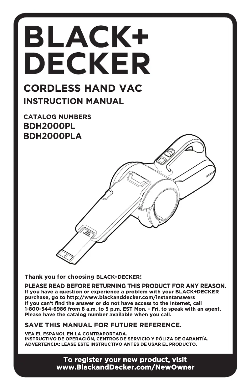 Page n°1 - Manuel utilisateur Black & Decker BDH2000PL03QV
