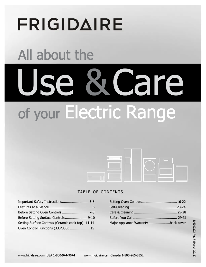 Page 1 de la notice Manuel utilisateur Frigidaire FGEF3032KW