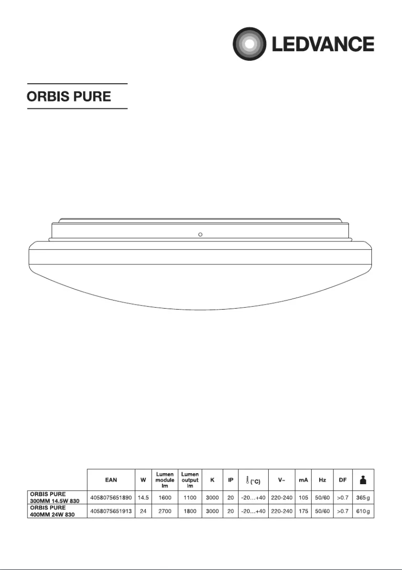 Image de la première page du manuel de l'appareil ORBIS Pure
