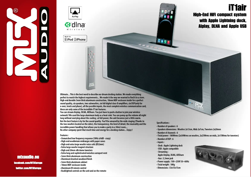 Page n°1 - Fiche technique MTX Audio iT1air