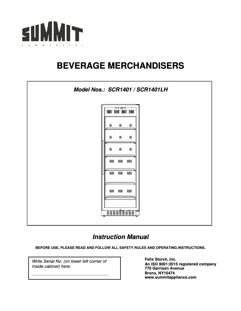 Image de la première page du manuel de l'appareil SCR1401