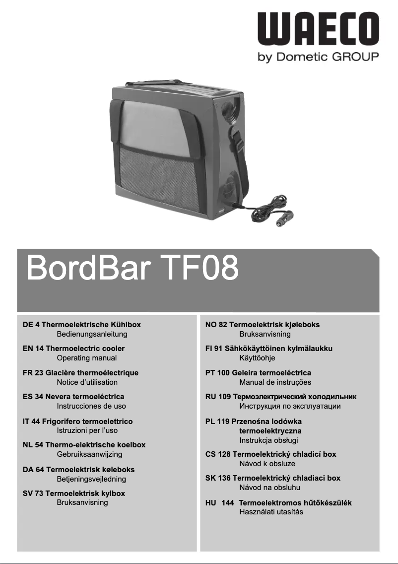 Imagen de la primera página del manual del dispositivo Bordbar TF 08