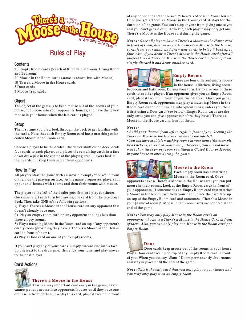 Page n°1 - Manuel utilisateur Gamewright There's a Moose in the House