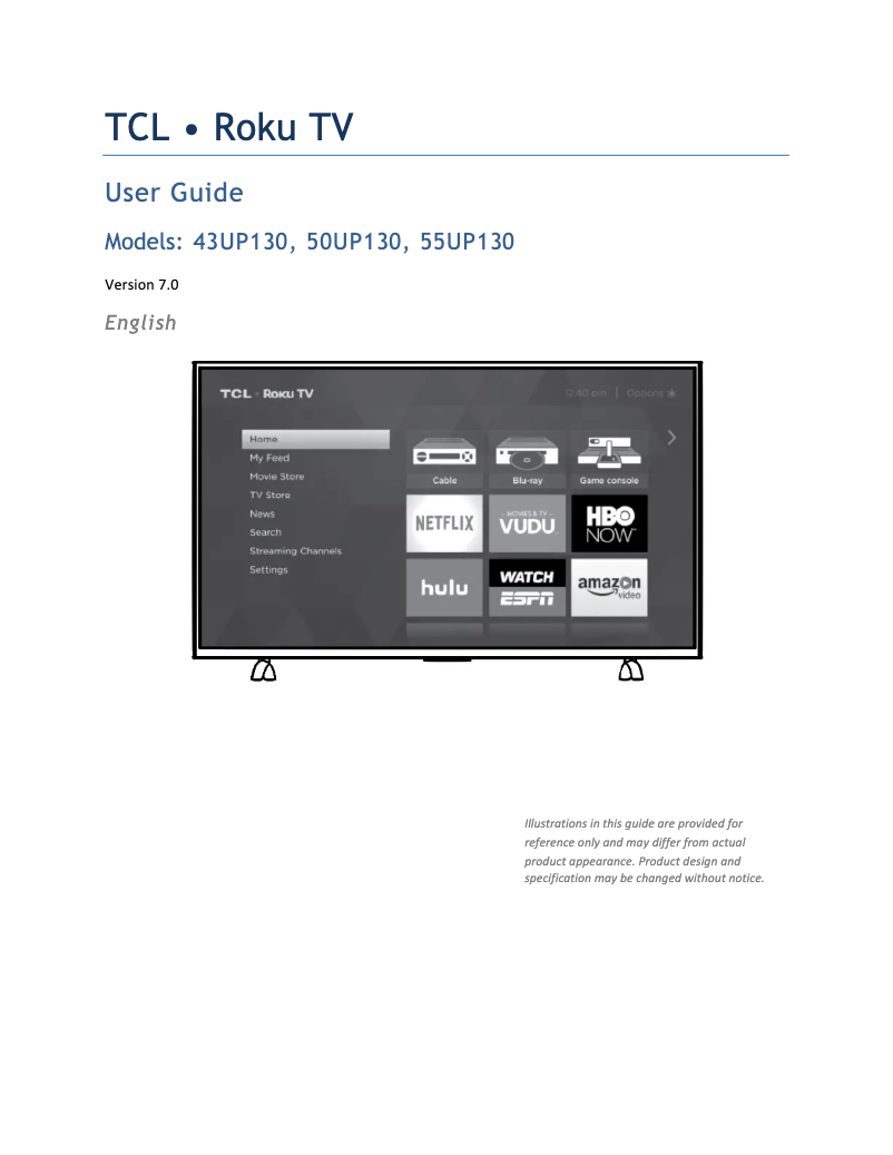 Page n°1 - Manuel utilisateur TCL 55UP130