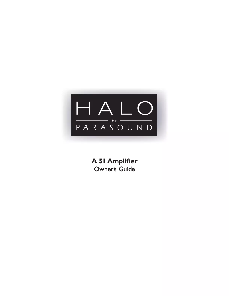 Page n°1 - Manuel utilisateur Parasound Halo A 51