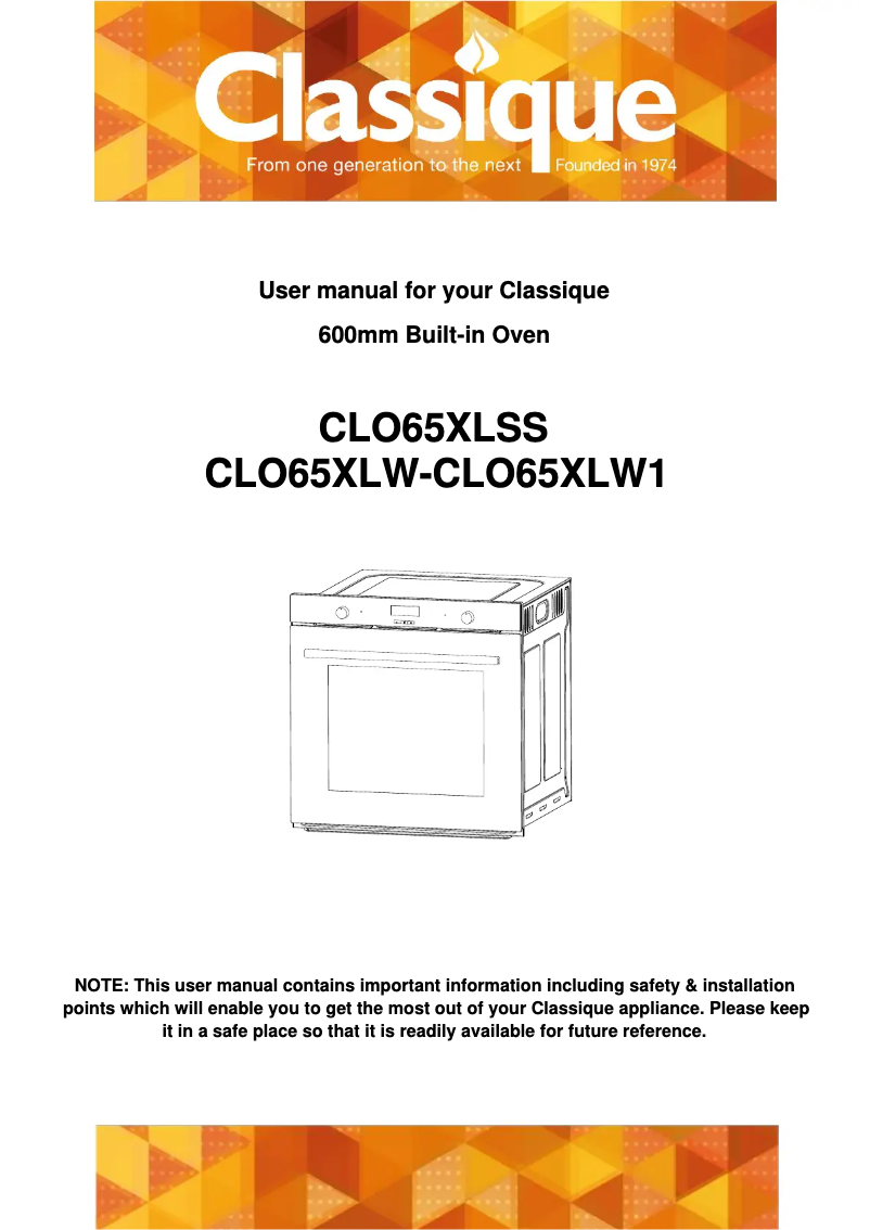 Page 1 de la notice Manuel utilisateur Classique CLO65XLW