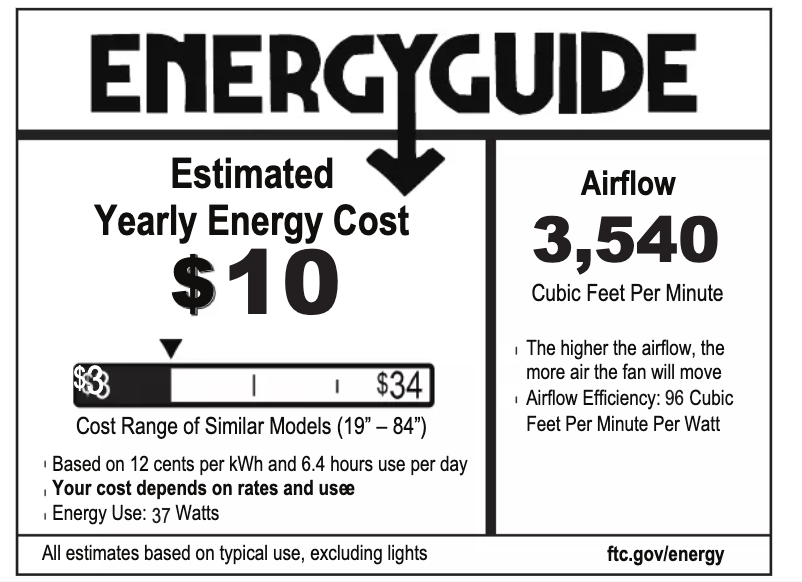 Página 1 del manual Etiqueta energética Hunter Donegan 53334