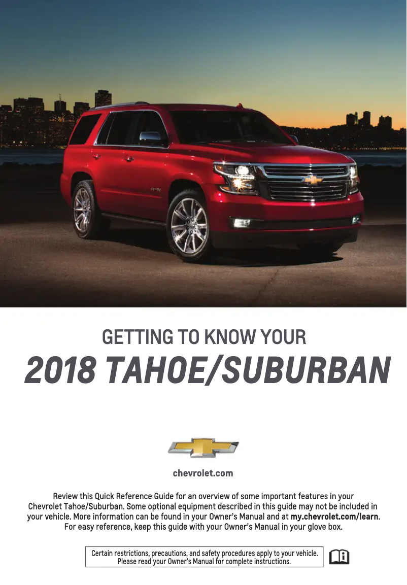 Page 1 de la notice Guide de démarrage rapide Chevrolet Suburban (2018)
