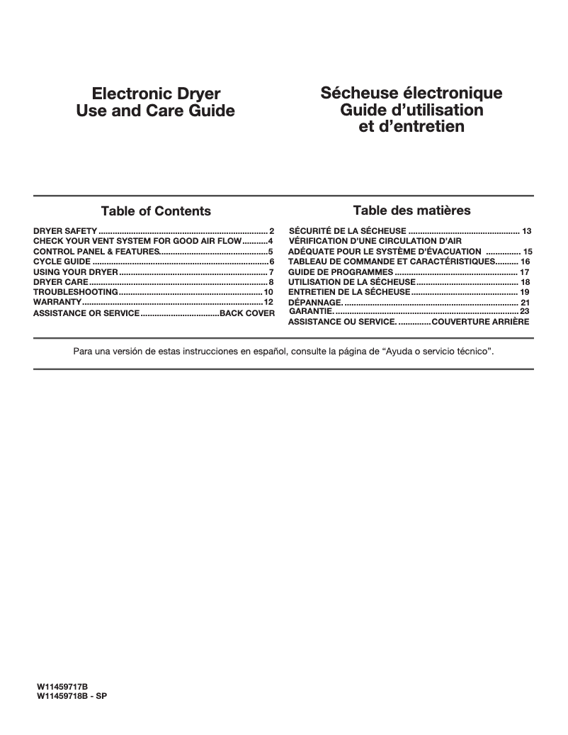 Page 1 de la notice Manuel utilisateur Amana AED4516MW