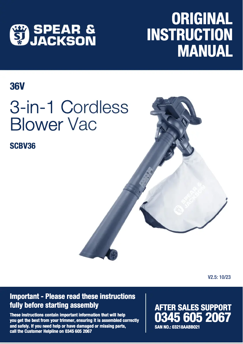 Page 1 de la notice Manuel utilisateur Spear & Jackson SCBV36