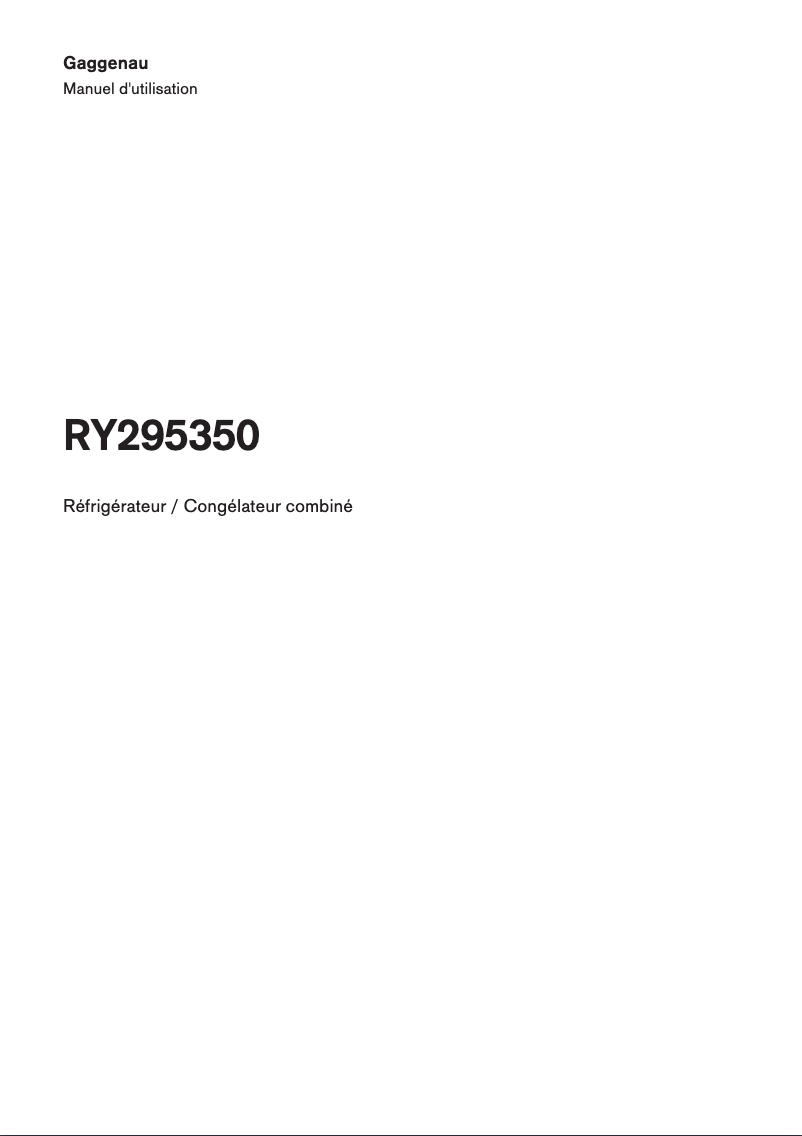 Image de la première page du manuel de l'appareil RY295350