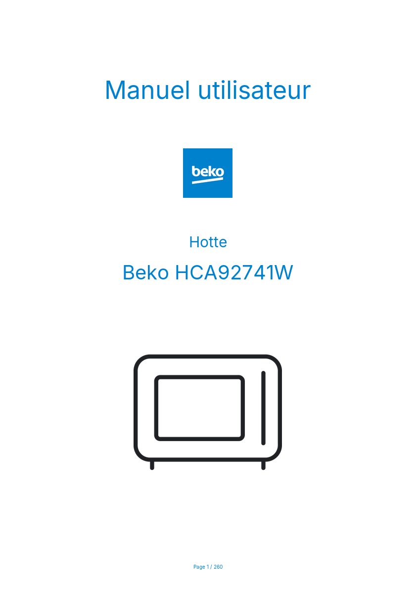 Image de la première page du manuel de l'appareil HCA92741W