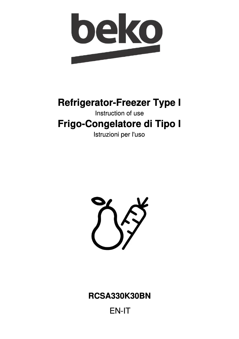 Page 1 de la notice Manuel utilisateur Beko RCSA330K30BN