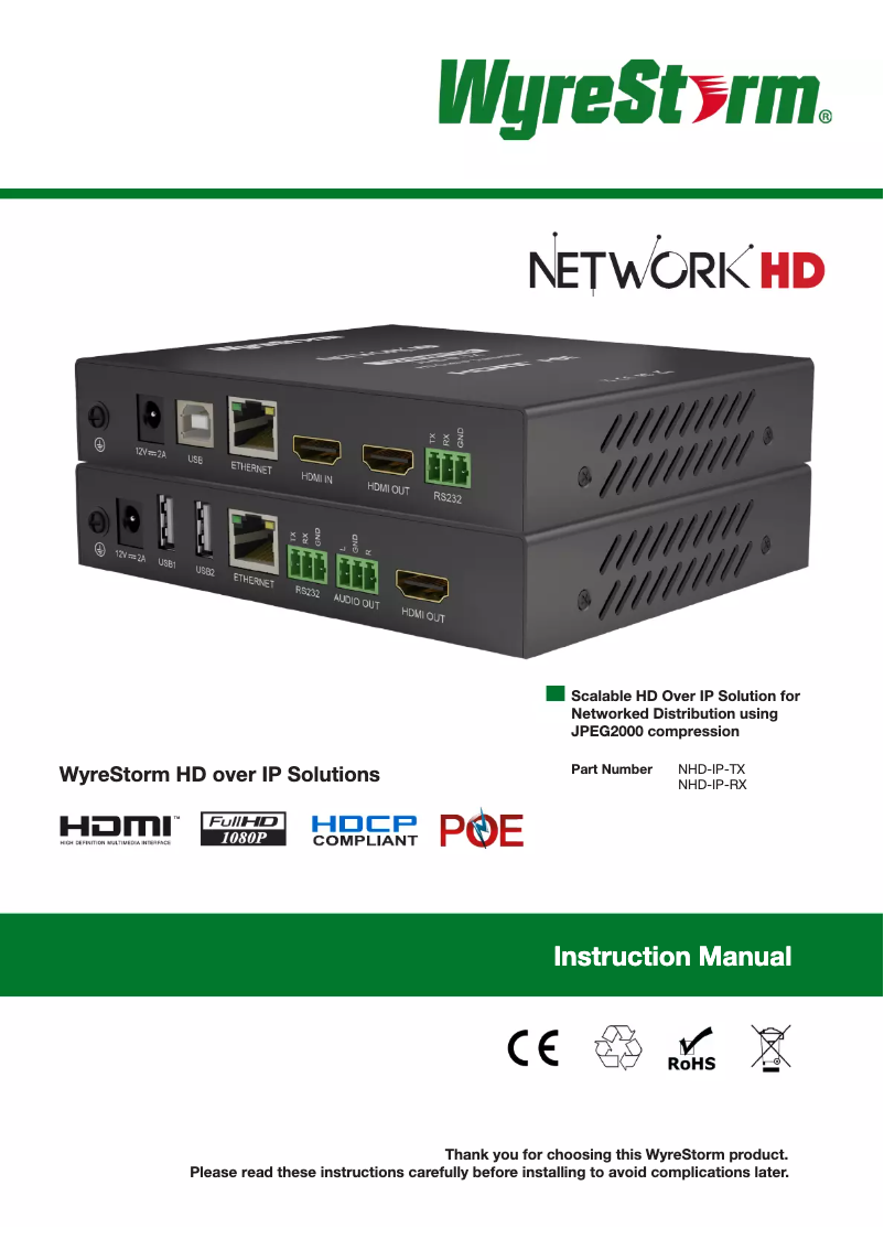 Page 1 of the manual User Manual WyreStorm NHD-IP-TX