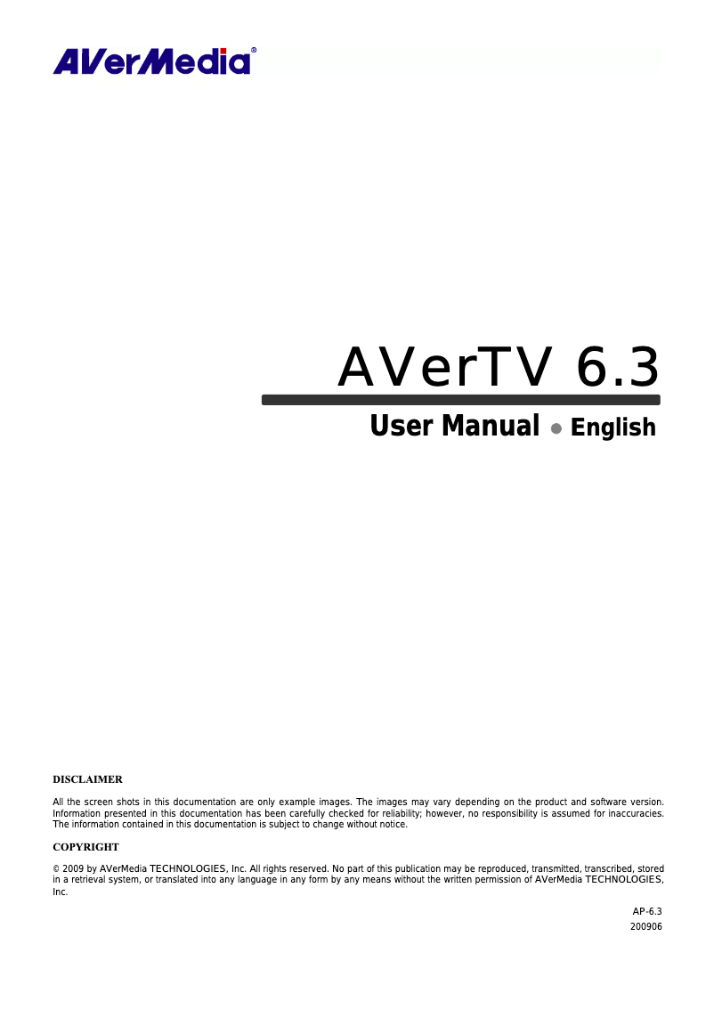 Image de la première page du manuel de l'appareil AVerTV Galaxy