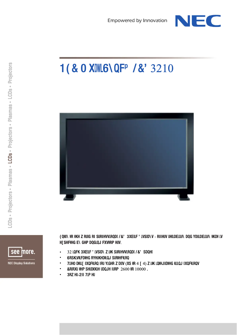 Image de la première page du manuel de l'appareil MultiSync LCD3210