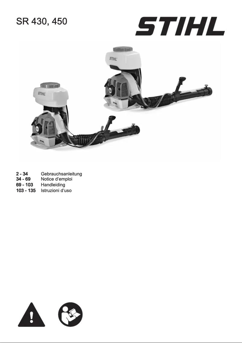 Page 1 de la notice Manuel utilisateur Stihl SR 450