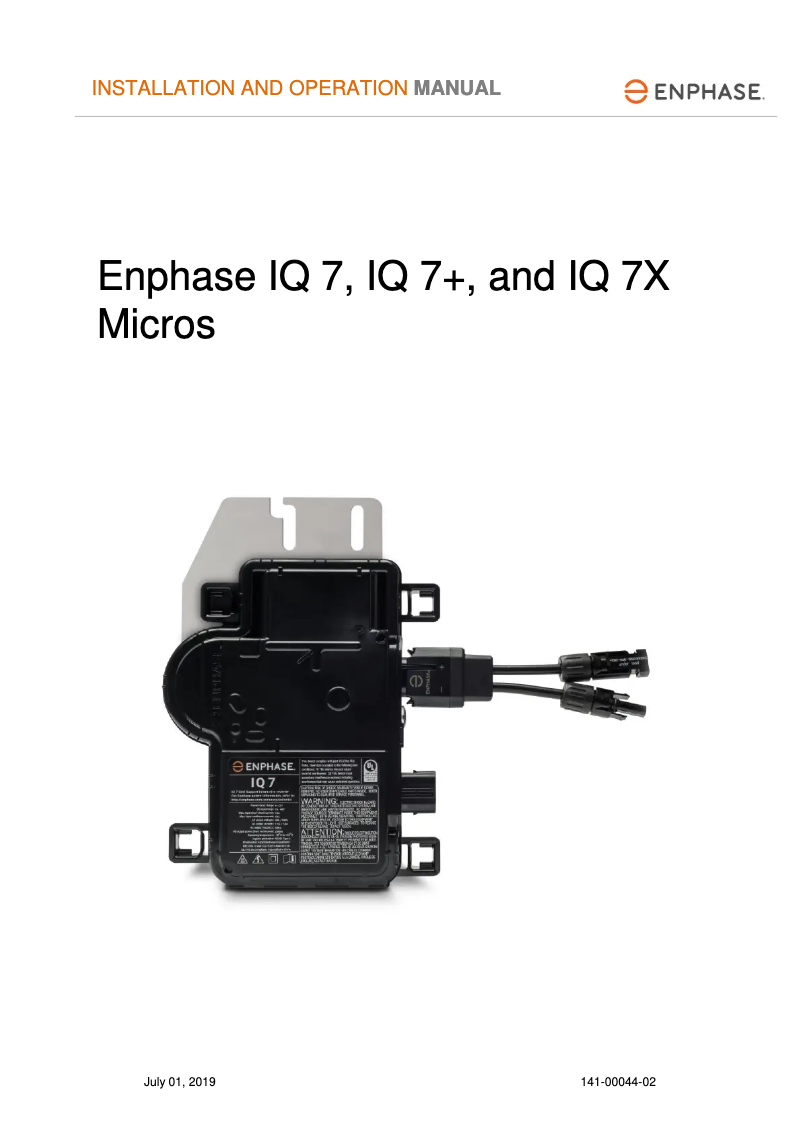 Image de la première page du manuel de l'appareil IQ 7+