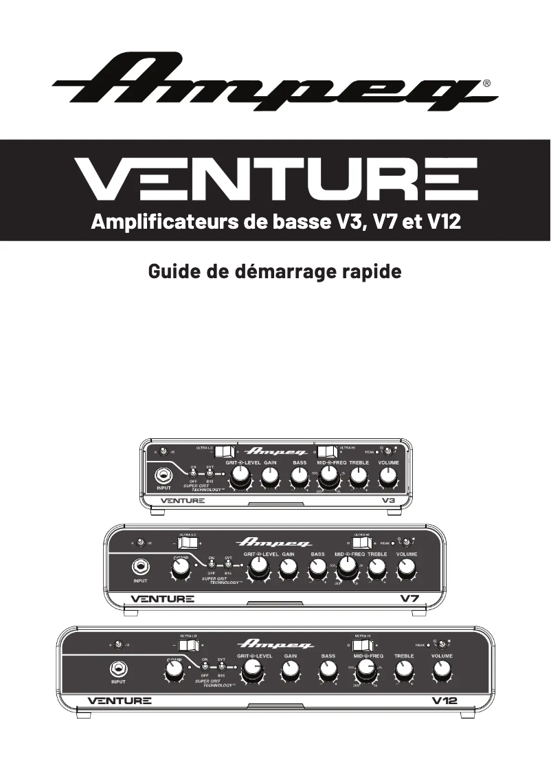 Page 1 de la notice Guide de démarrage rapide Ampeg Venture V12