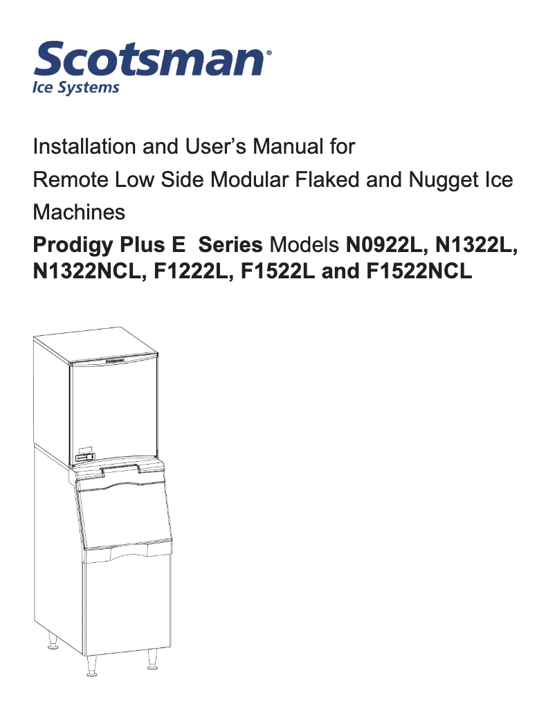 Page 1 de la notice Manuel utilisateur Scotsman F1322L-E