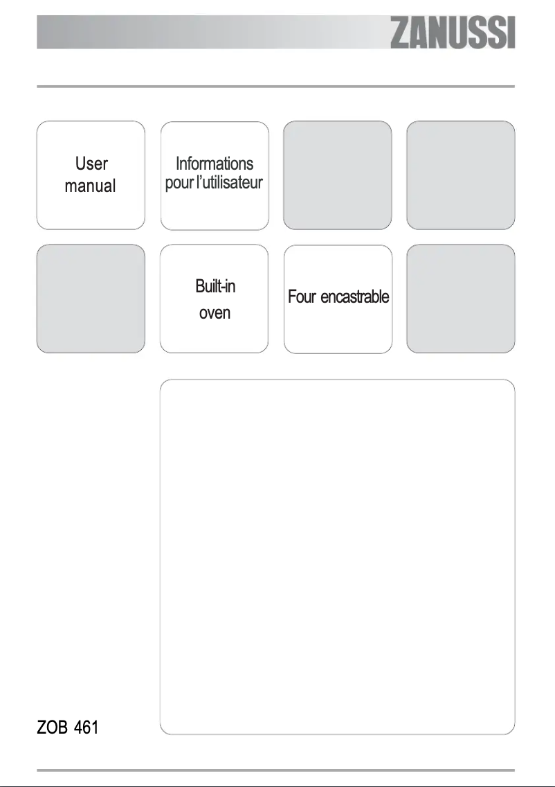 Page 1 de la notice Manuel utilisateur Zanussi ZOB461XL