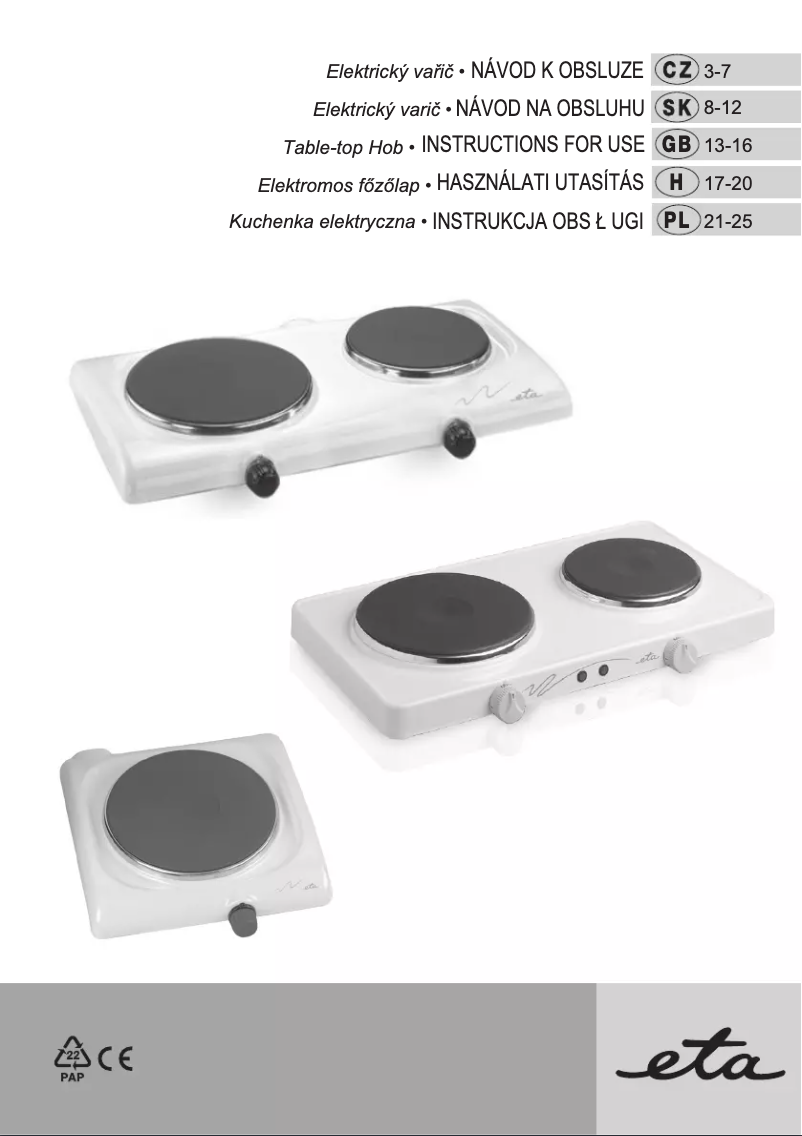 Page 1 de la notice Manuel utilisateur Eta 3109 90010