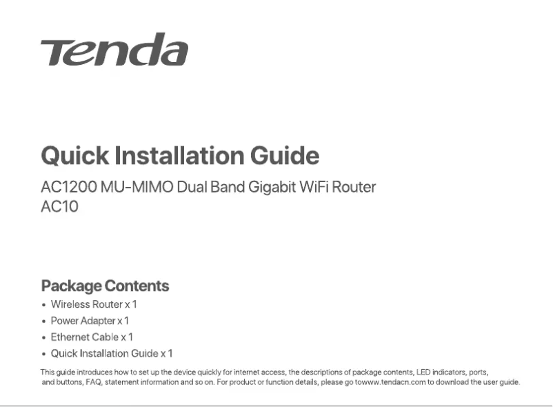 Page n°1 - Manuel utilisateur Tenda AC10 v5.0
