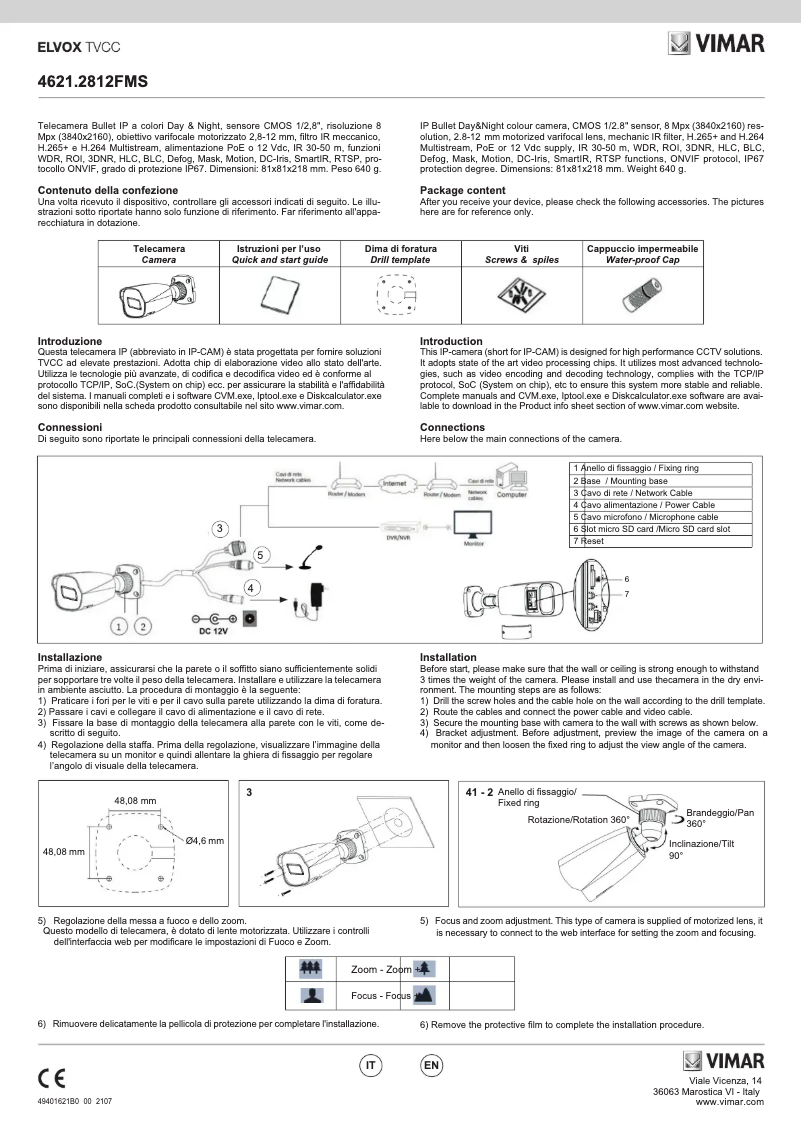 Page 1 de la notice Instructions / montage Vimar ELVOX 4621.2812FMS
