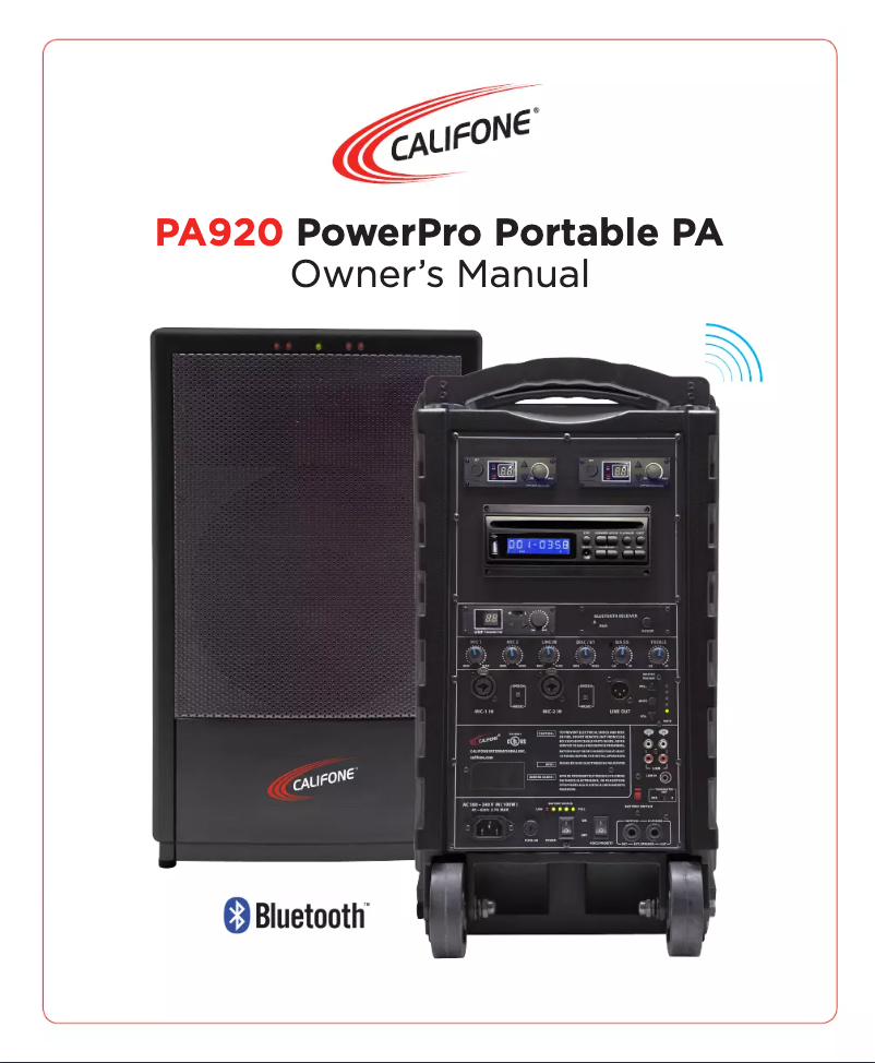 Page n°1 - Manuel utilisateur Califone PowerPro PA920