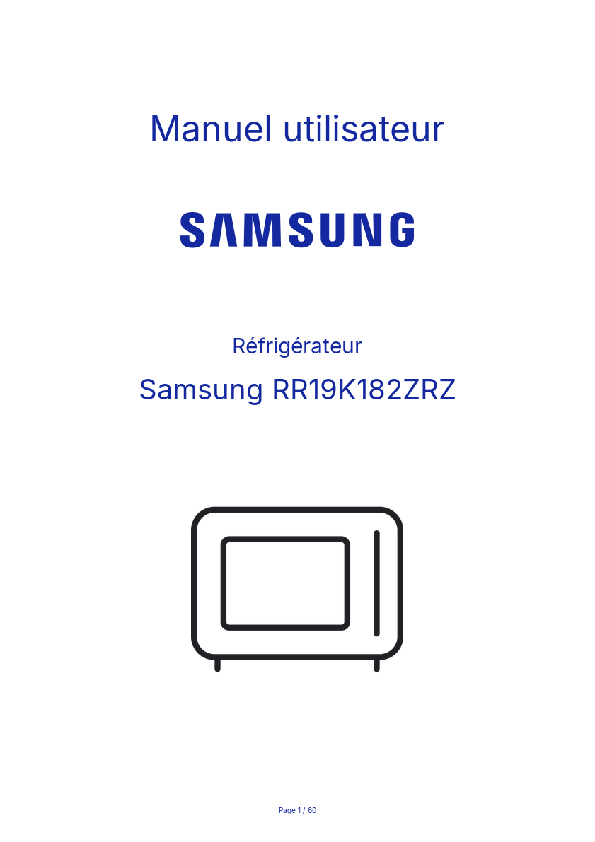 Page n°1 - Manuel utilisateur Samsung RR19K182ZRZ